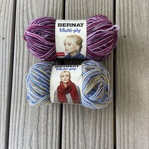BERNAT MULTI-PLY Cornflower & Berry Blend  100% ACRYLIC YARN 3.5oz Lot Of 2 New